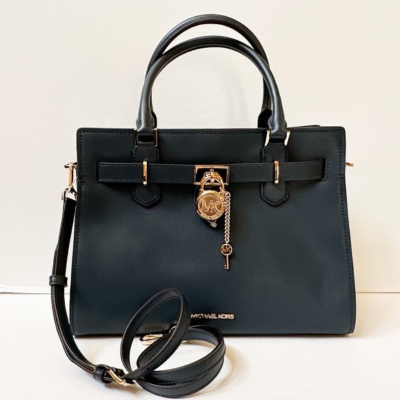 Michael Kors Bags Michael Kors Hamilton Medium Satchel Shoulder Crossbody Bag Navygold
